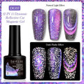 Six bottles of Diamond In The Debris Cat Eye Series UV gel nail polish in colours 01, 02, 03, 04, 05, and 06 with glitter.