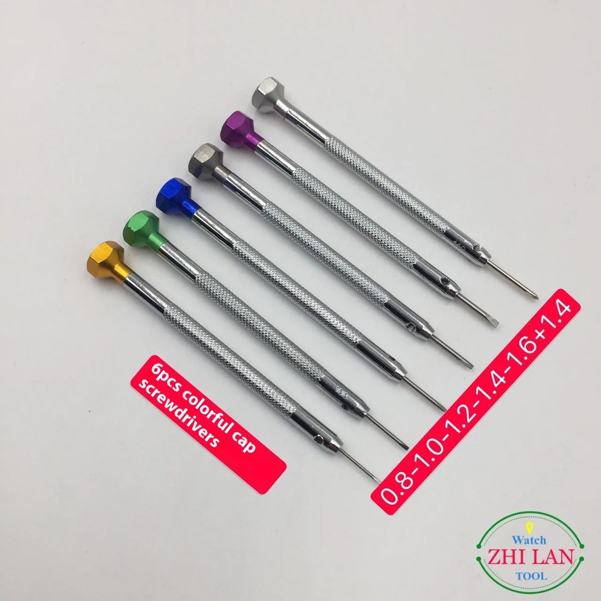 6PCs color aluminum suit watch repair screwdriver set with copper handles and spring steel heads