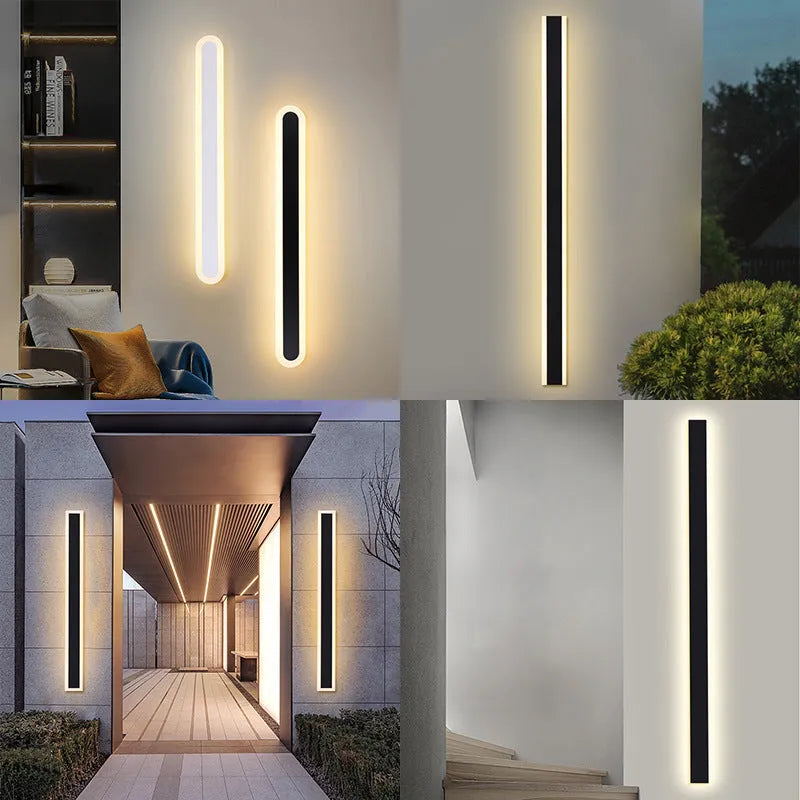 Outdoor LED strip wall lamp with straight design and wrought iron shell, 150cm length
