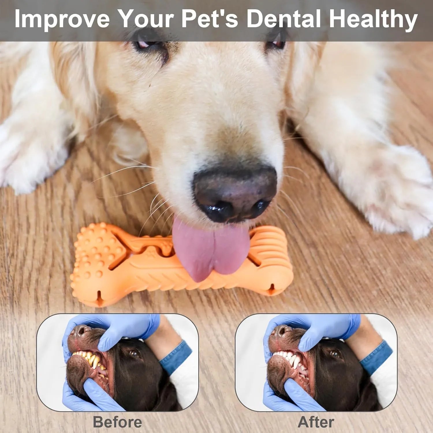 Natural rubber bone-shaped dog chew toy for aggressive chewers in blue colour