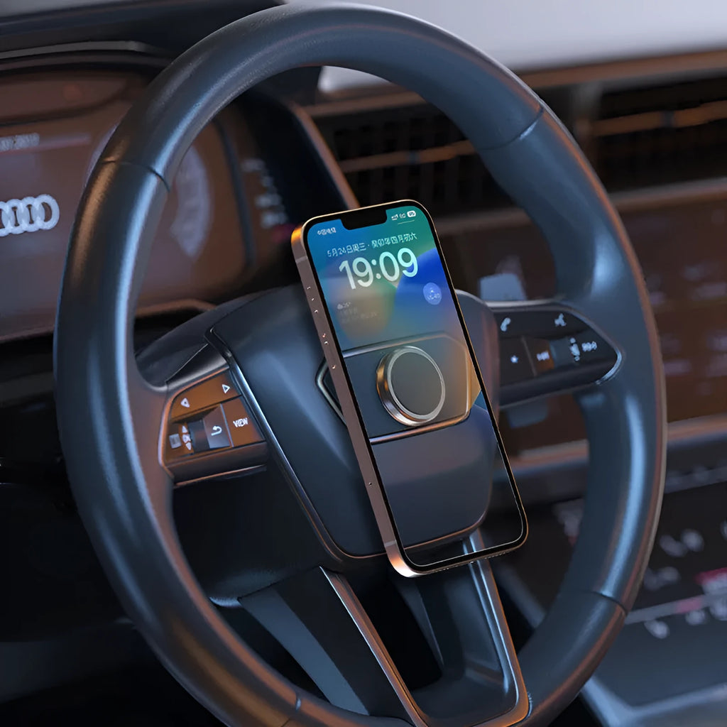 Obsidian black magnetic mobile phone holder with two alloy discs and centripetal force design