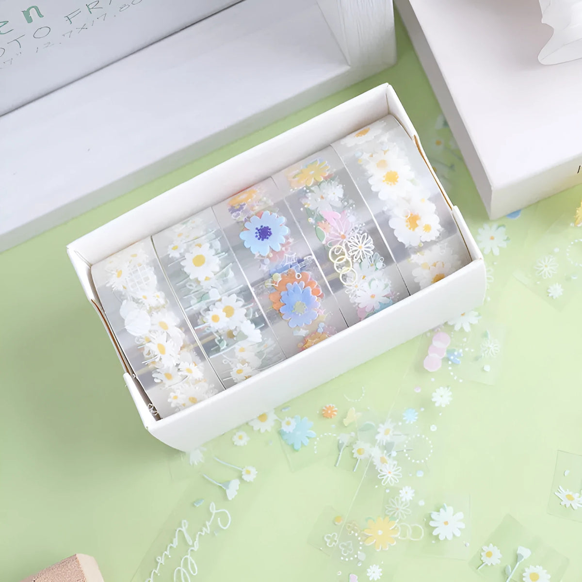 Transparent adhesive tape with cartoon decoration pattern in Midsummer Daisy colour