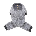 Winter plush zebra stripes thermal pet pajamas in grey, sizes S to XL, polyester pet clothing