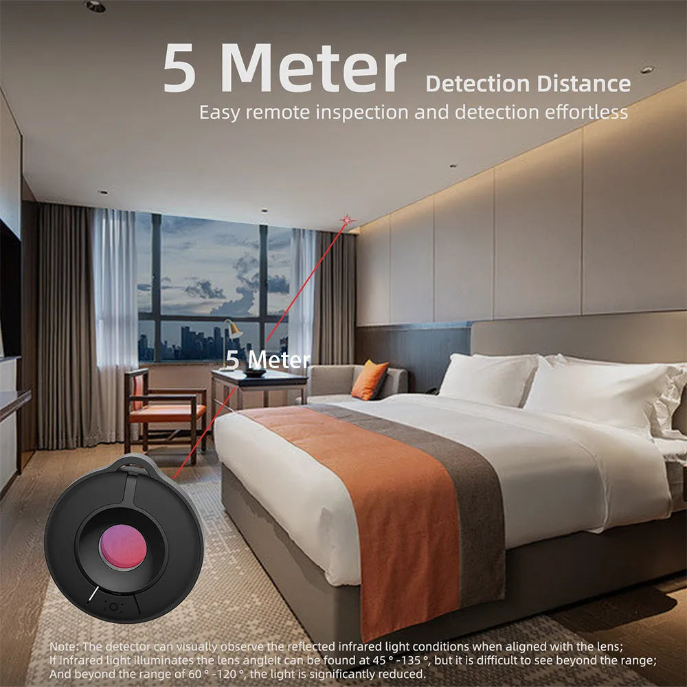Compact infrared camera detection device with 5 metre range for finding hidden cameras