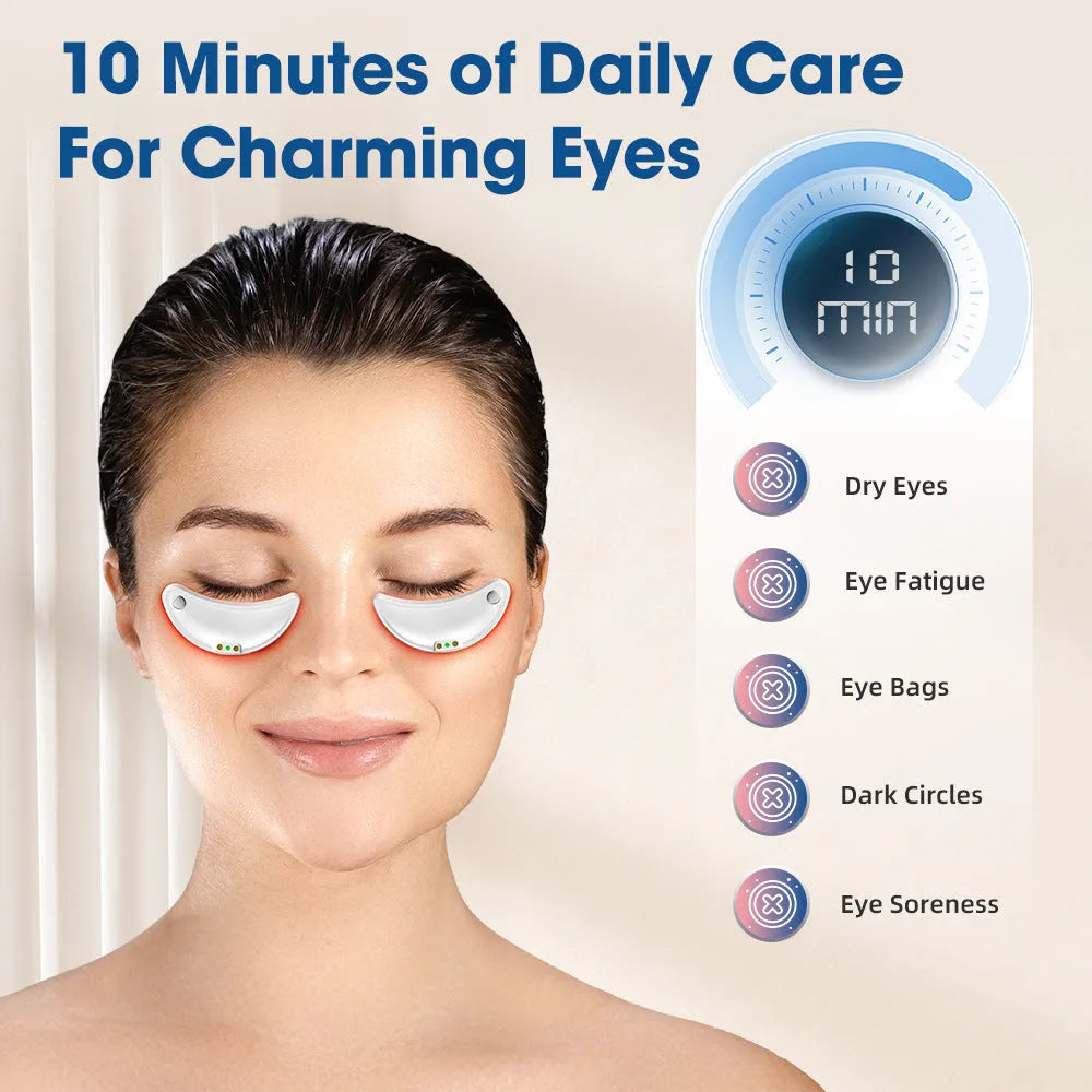 White red light EMS wireless eye and facial massager device for home beauty care