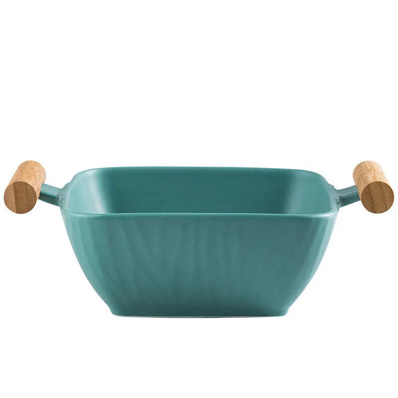 Creative irregular shaped porcelain ceramic bowl with matching lid in black green pink or white colours