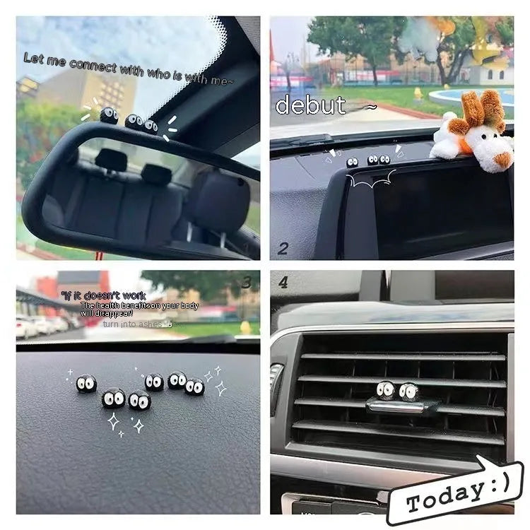 Resin cartoon coal briquette car decoration measuring approximately 1cm with traceless mounting tape
