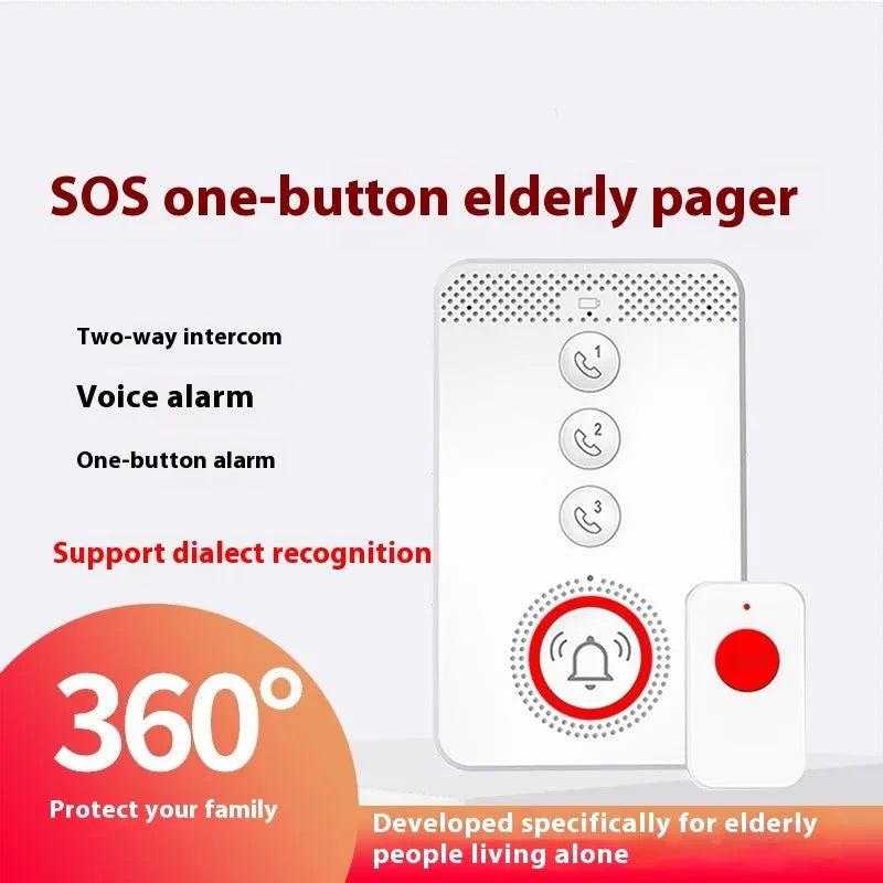 White one-click voice emergency alert device set including one buzzer and three emergency buttons for elderly safety