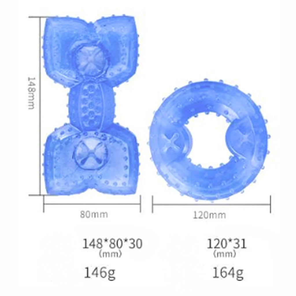 Freezable dog teething toy in bone and circle shapes for cooling chew and dental care