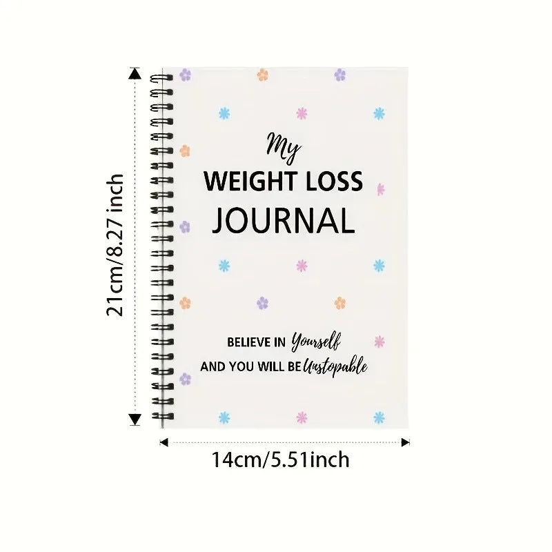 Spiral-bound weight loss diary notebook with paper cover and 84g raw wood pulp pages, 1-50 pages