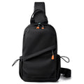 Mens black and grey waterproof polyester crossbody bag with single shoulder strap