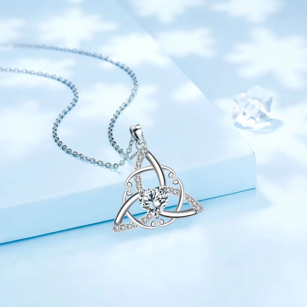 Copper Celtic knot necklace for women with geometric design in four colour options