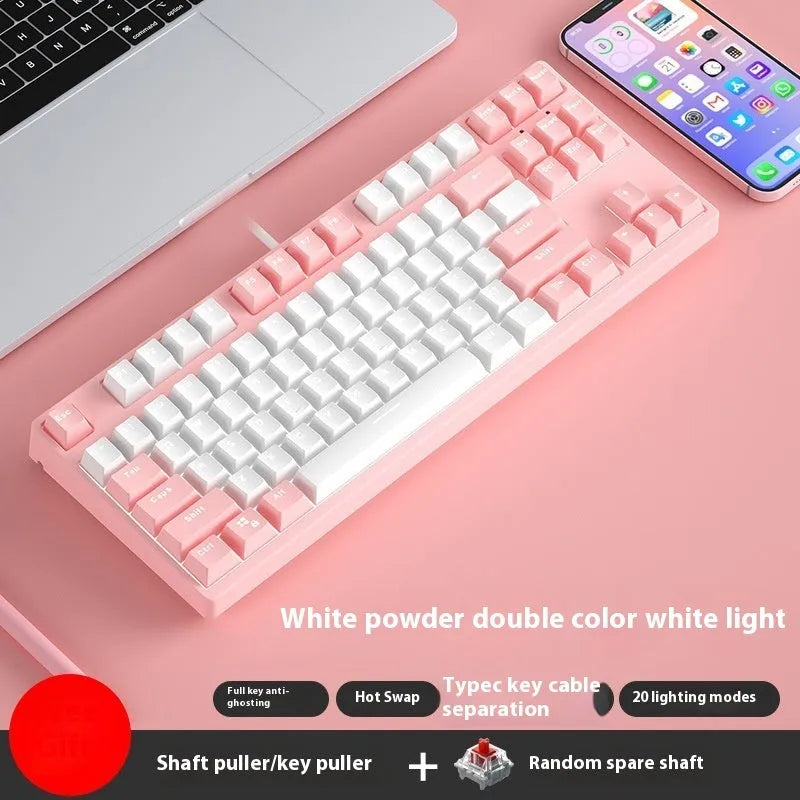 87-key wired mechanical keyboard with two-tone keycaps in orange and yellow colour combination
