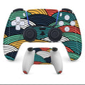 Set of frosted PS5 controller grip stickers showing front and back panels in a custom design.