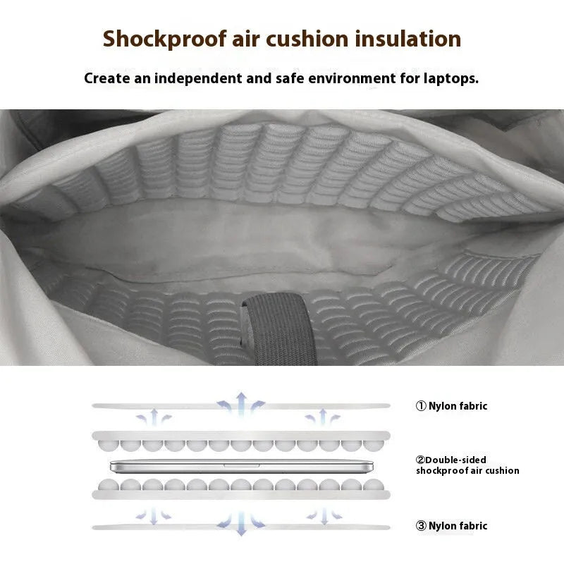 Shockproof water-resistant nylon laptop inner liner bag in black showing size dimensions