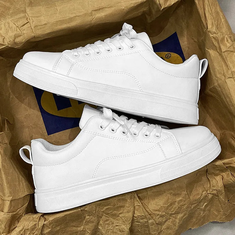 Men's low-top casual sneakers in Korean style with round toe and flat rubber sole