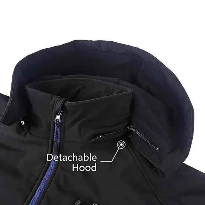 Black men's waterproof winter coat with thermal lining showing long sleeves and straight hem design