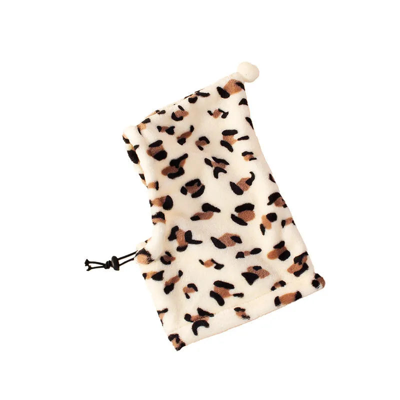 Bear-style pet headgear with rabbit ears in leopard print, black, or red colours