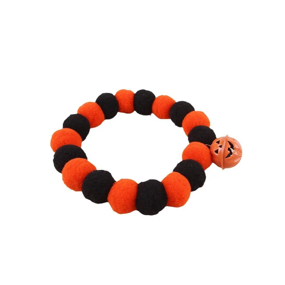 Funny orange pumpkin design pet collar for cats and dogs on Halloween