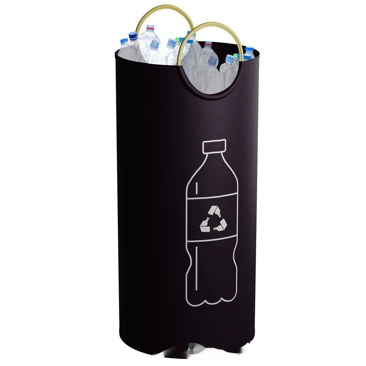 Portable round plastic trash can 38cm wide 72cm tall with removable garbage bag