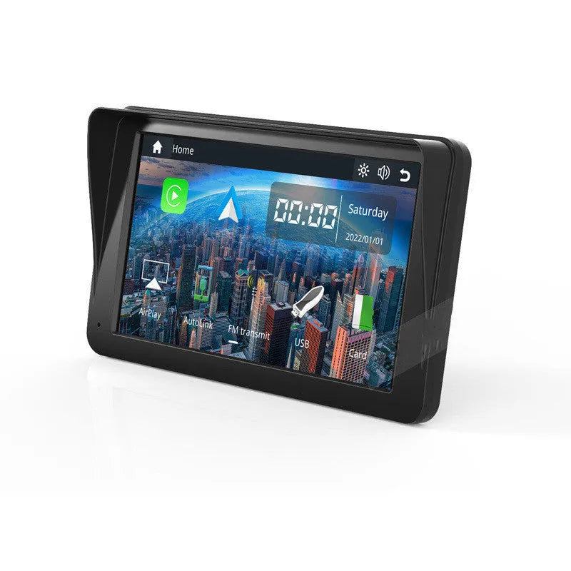 7-inch portable car smart display screen with retractable mount on a windshield