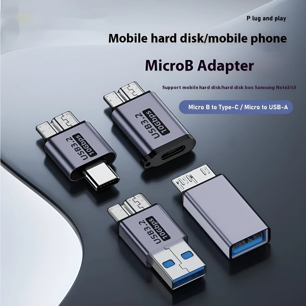 USB Type-A Male to Micro-B Female adapter connector for hard drives and mobile devices.