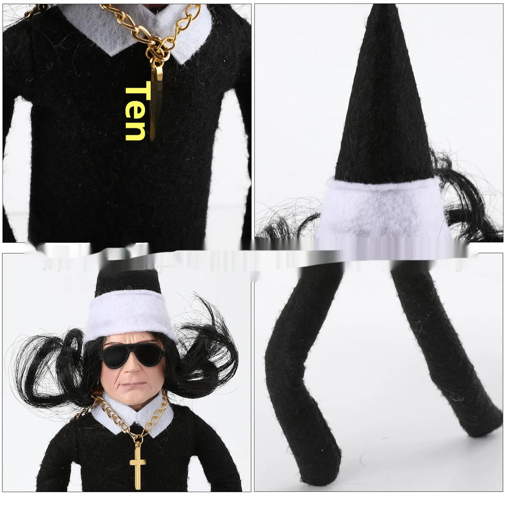 Christmas elf doll in PVC and cloth, single festive figure available in black, red, blue and green