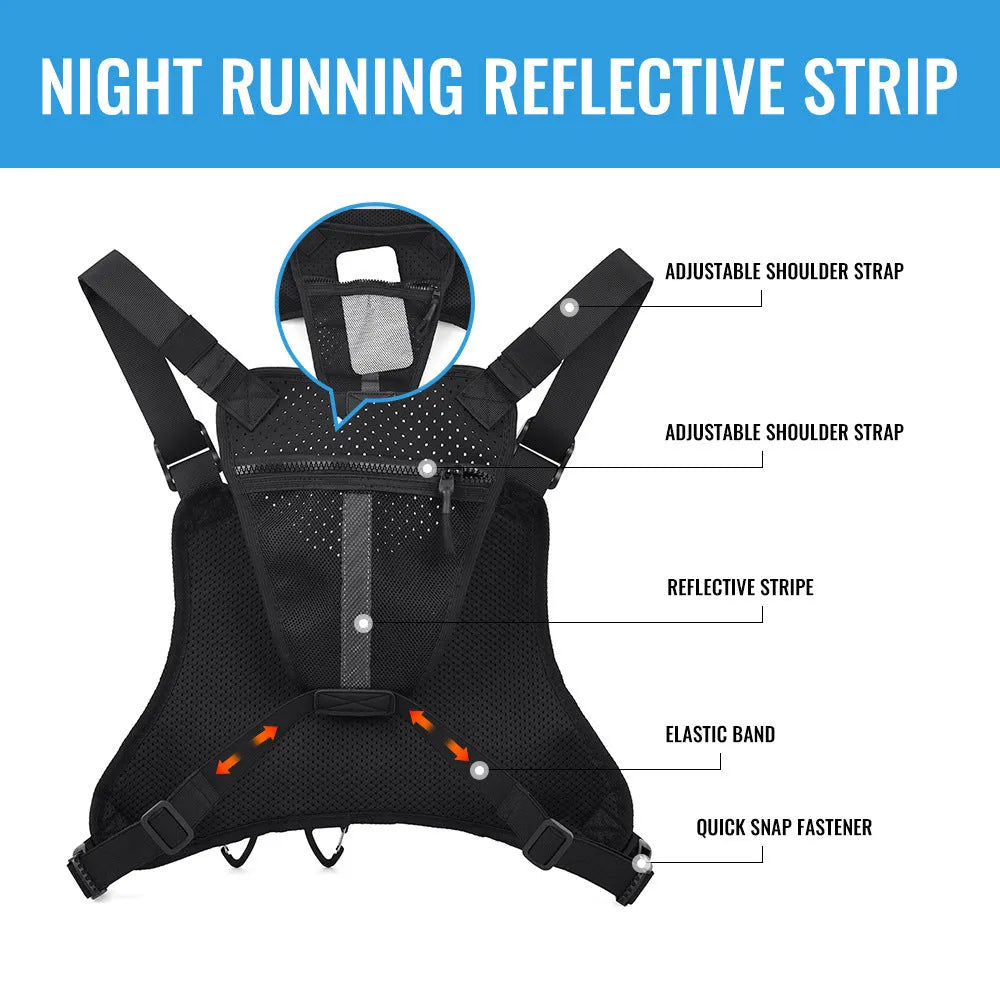 Outdoor cycling chest bag with breathable vest design in Oxford cloth