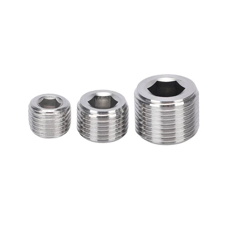 Stainless steel hexagonal bulkhead pipe plug with 3/8 inch threads