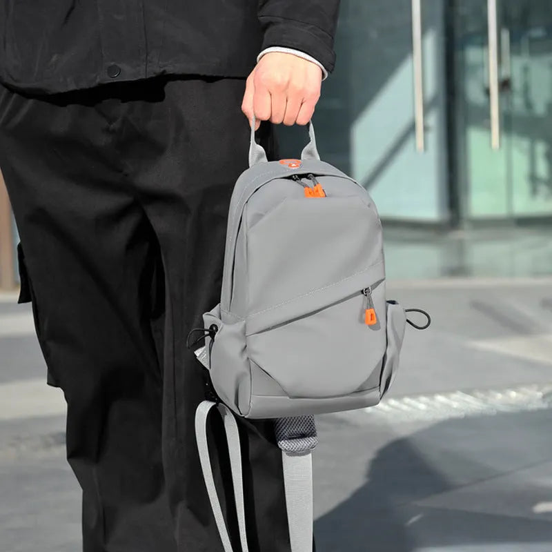 Mens black and grey waterproof polyester crossbody bag with single shoulder strap