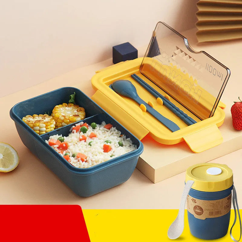 Green four-layer partitioned bento lunch box showing compartment separation