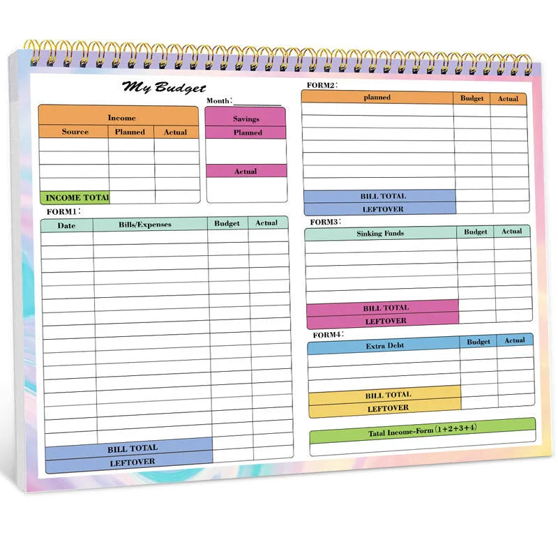 B5 budget tally book with spiral binding and PP cover for income and expenditure tracking