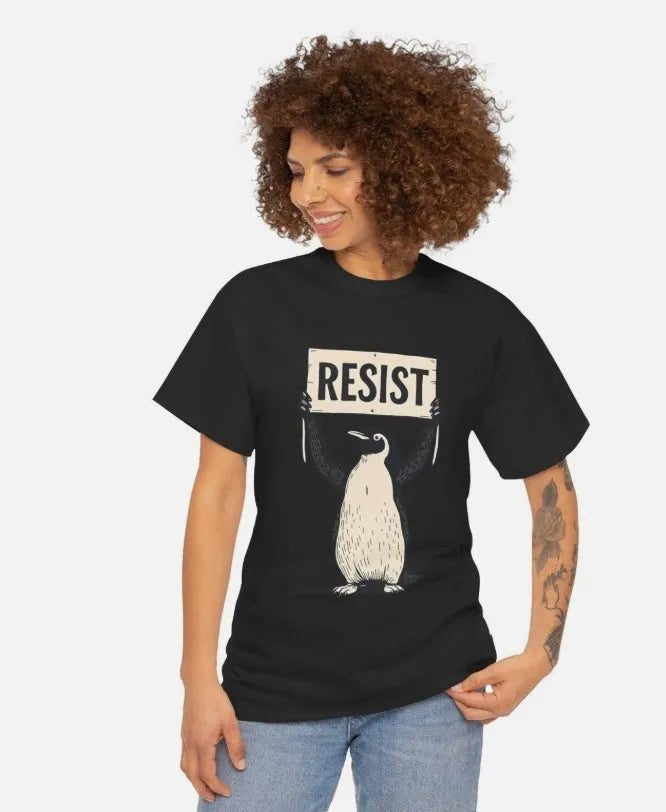 Loose fit short sleeve cotton T-shirt in black on a hanger.