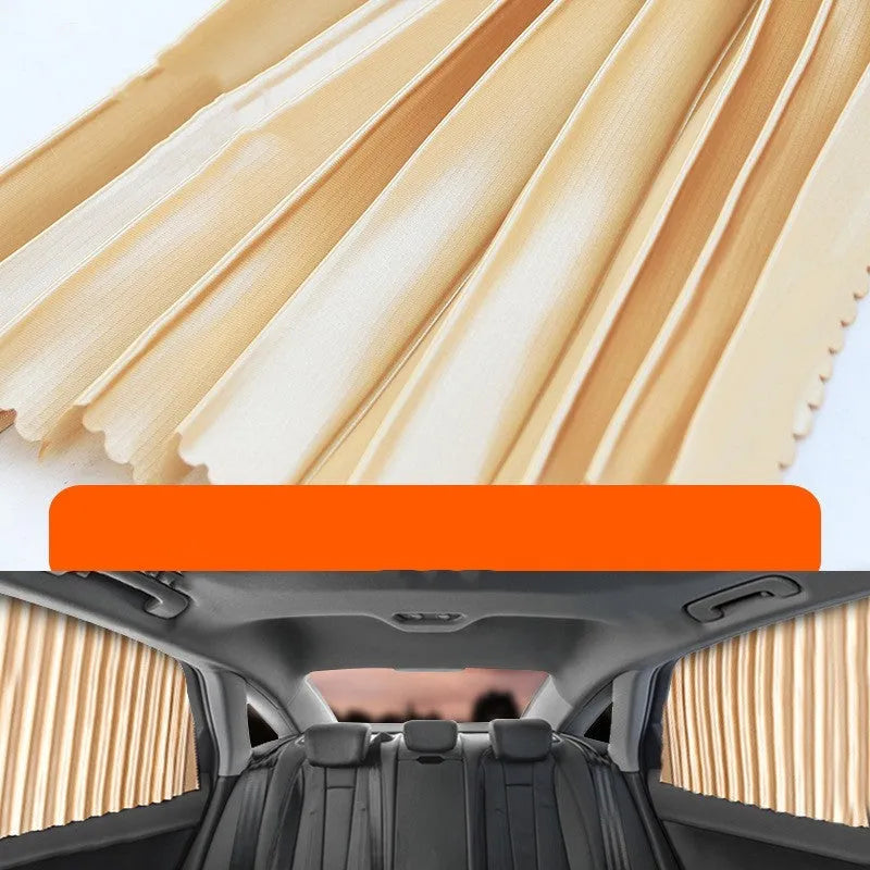 Auto retractable car sun curtain with roller shutter mechanism in gold silver black colours