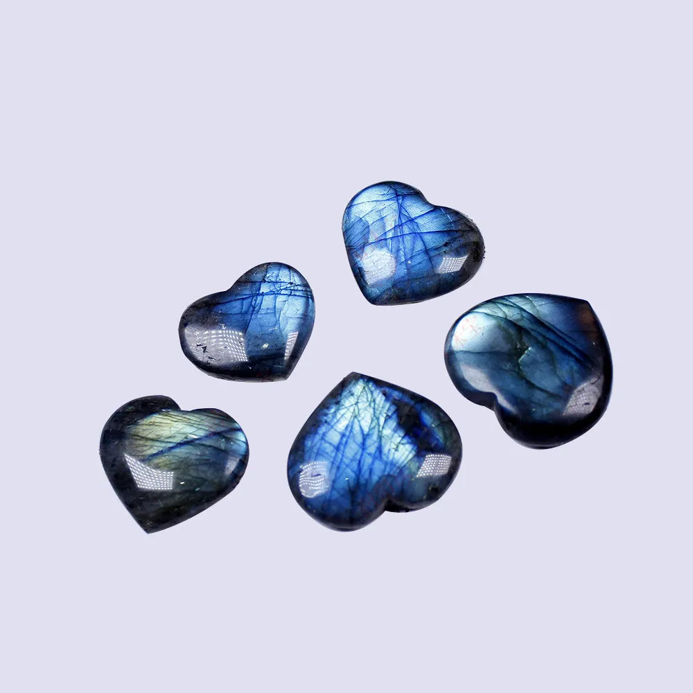 Natural pulled feldspar crystal heart handle pendant piece in ocean blue colour
