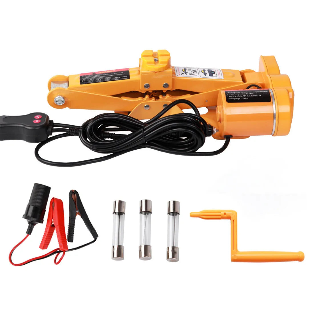 Vehicle electric hydraulic jack kit with 2-tonne capacity and 100W motor