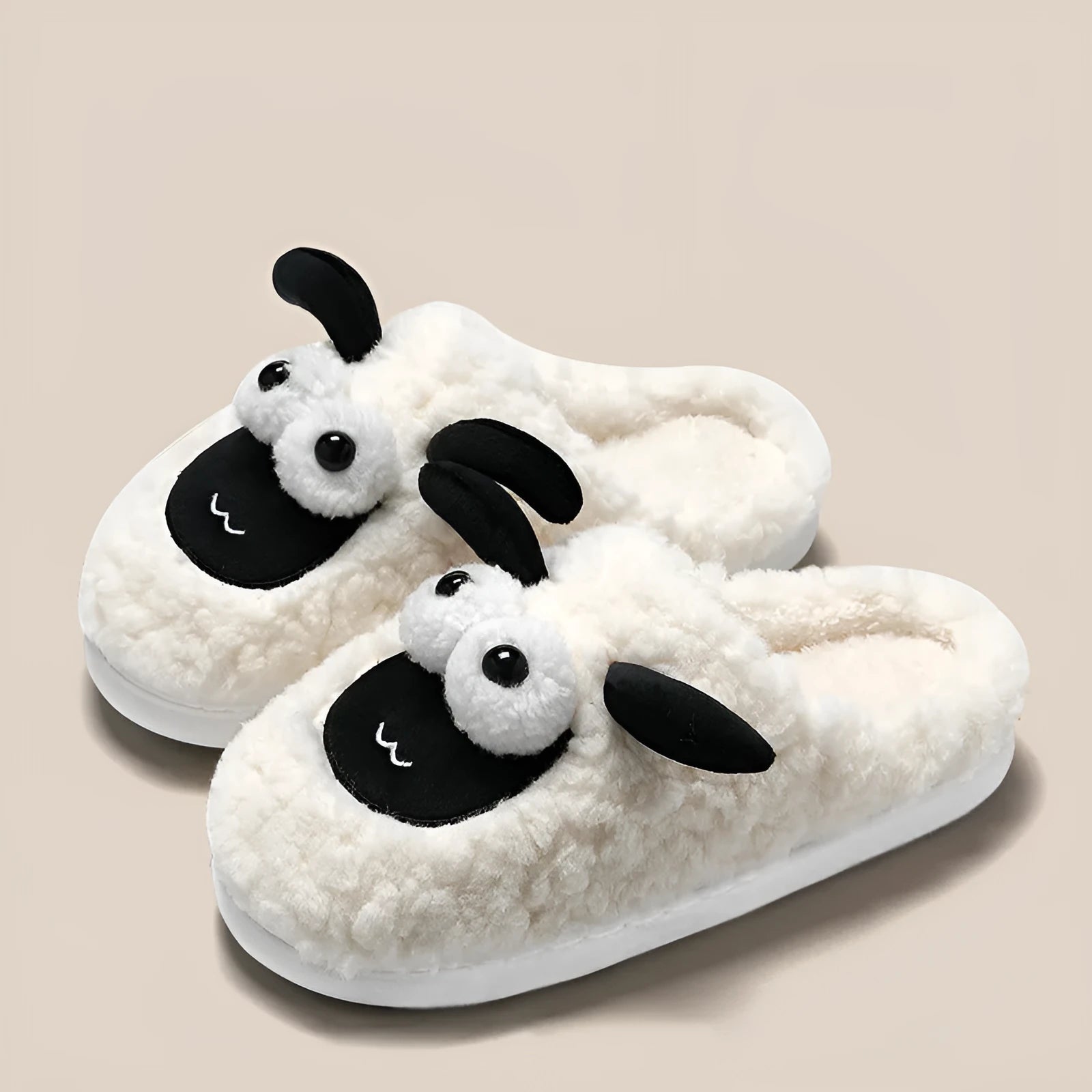Brown thermal cotton slip-on slippers with suede upper and sewn PVC sole