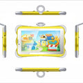 7-inch children's learning tablet in cartoon colours with protective stand, showing IPS screen and 3G calling capability