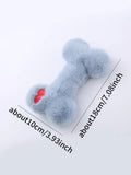 Blue plush bone dog toy with squeaker for small dogs chew-resistant play