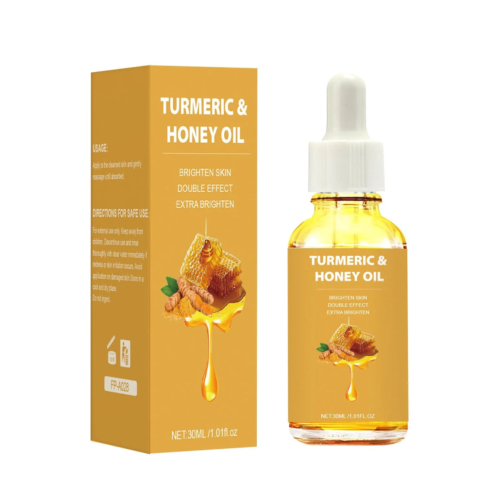 30ml bottle of Turmeric Honey Essential Oil with neutral packaging and dispenser