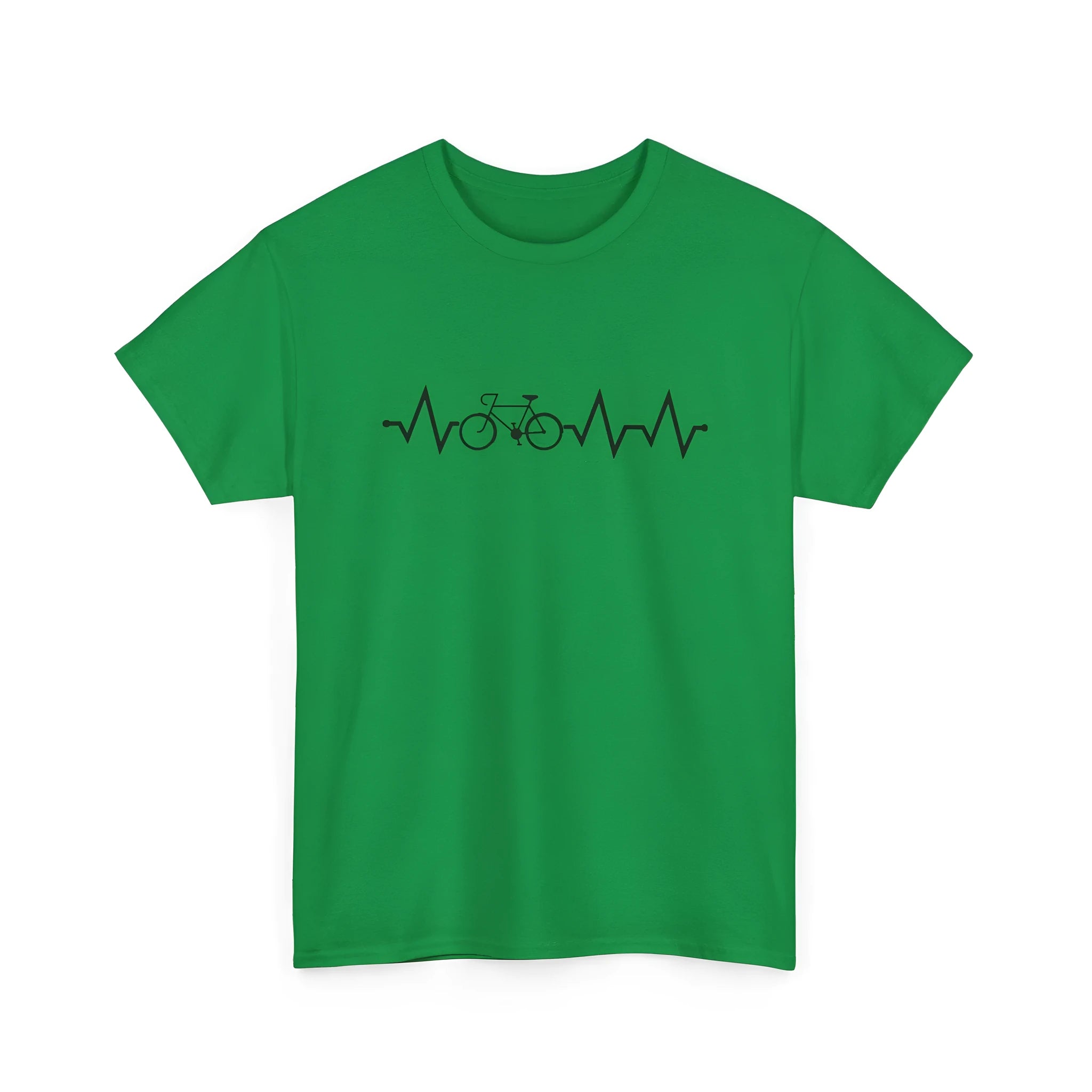 Green cotton short sleeve t-shirt with creative letter print design showing front view