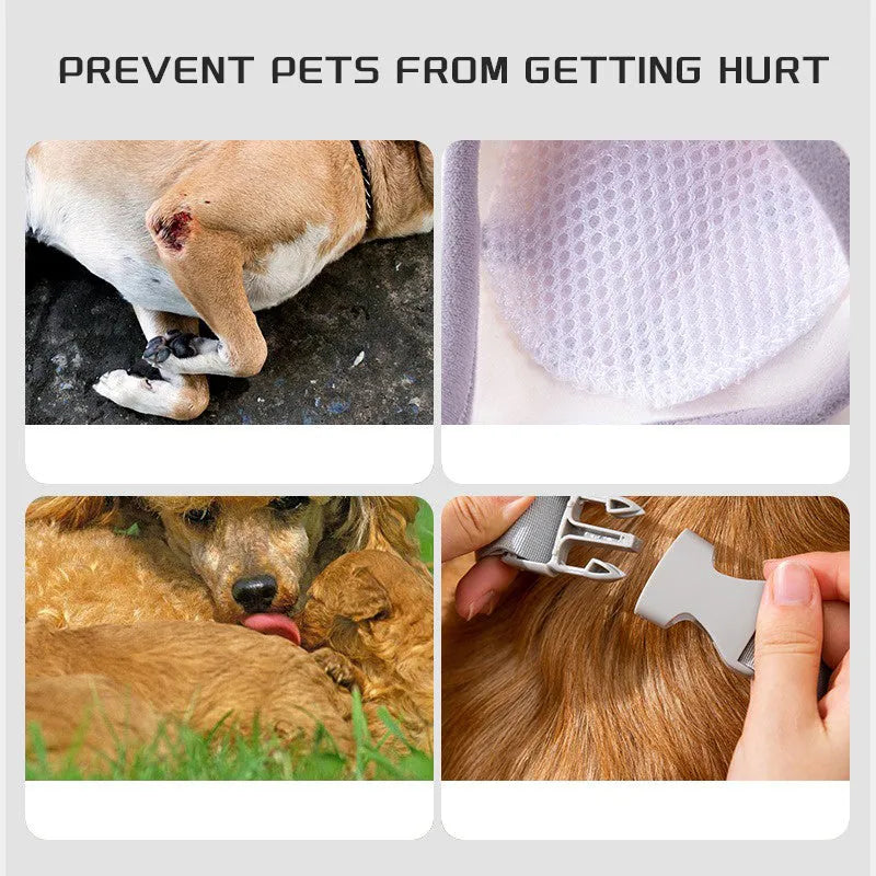 Blue dog knee protector sleeve with padded elbow patch and matching scarf, showing plastic buckle adjustment.