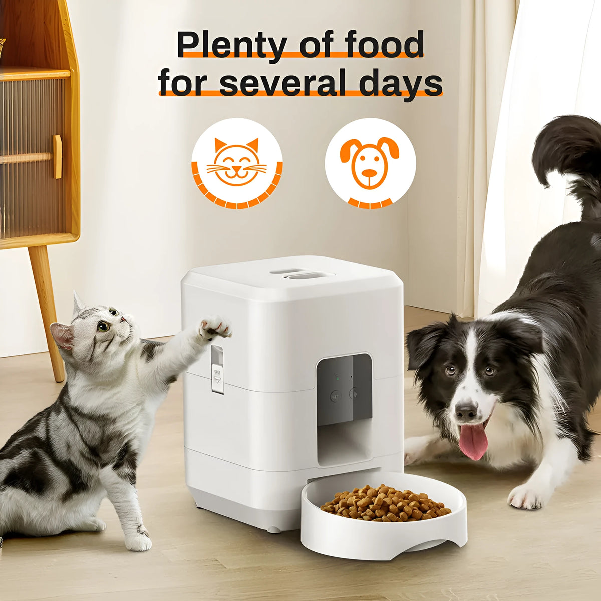 2L round bullet automatic pet feeder for cats and dogs in black or white with WIFI timing option