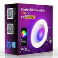 Smart WiFi Bluetooth RGBW ceiling lamp body with E26 base showing colour changing light and PC aluminum housing