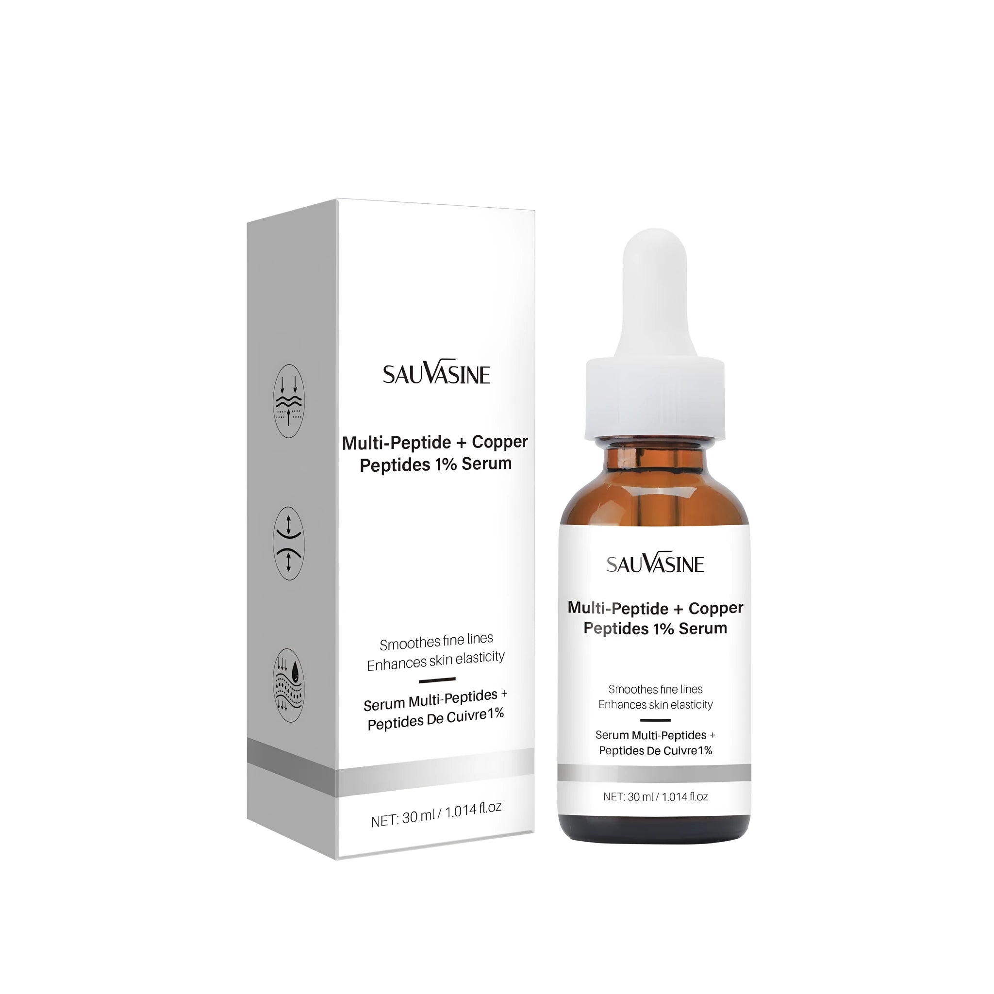 30ml cylindrical bottle of moisturising wrinkle-fading facial care oil.
