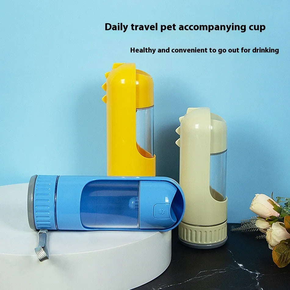 Portable 350ml folding pet cup in plastic, shown as pet tableware for dogs or cats.