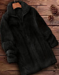 Double-sided velvet fleece jacket in black, shown front-on.