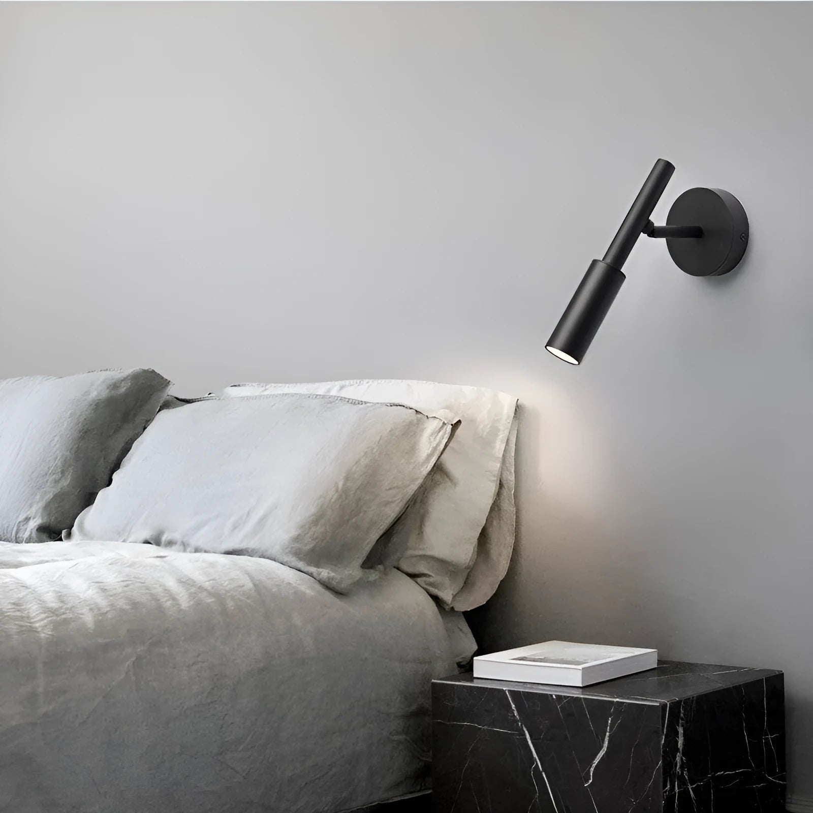 Modern wrought iron wall lamp with three colour temperature light source in black finish