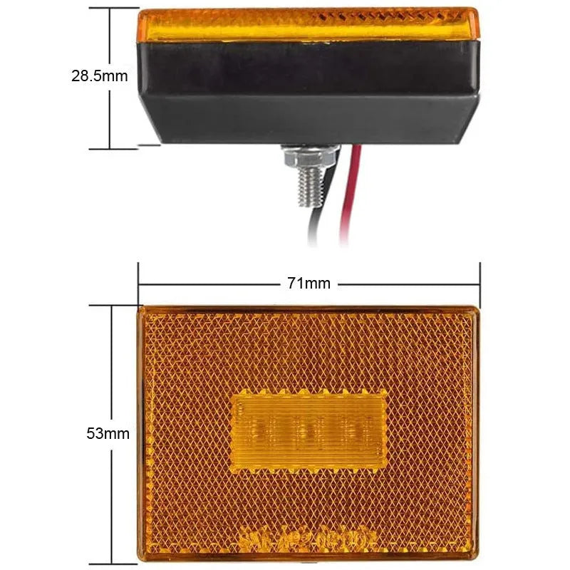 Red and yellow LED trailer side marker clearance lamp with 19cm wire