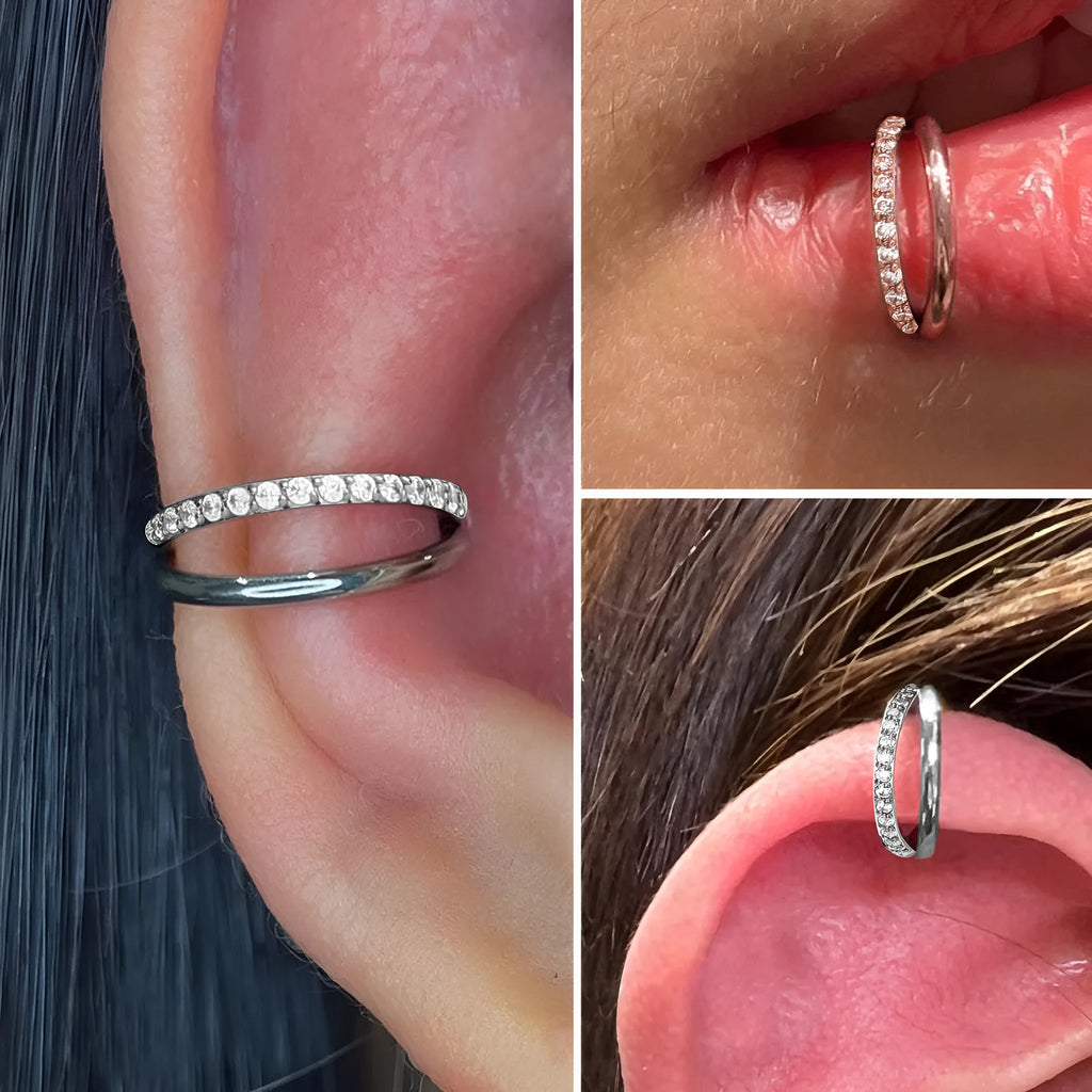 Titanium alloy fork nose ring body jewellery in silver colour.